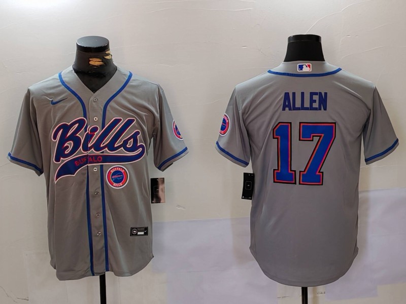 Men Buffalo Bills 17 Allen Grey Joint Name 2024 Nike Limited NFL Jersey style 9122